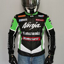 Motorcycle riding suit mens thin mesh anti-drop breathable locomotive suit racing suit fat man plus size Kawasaki Green