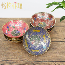 Indian handmade fruit and fruit plate small household living room water supply bowl all copper painted Buddha front offering tray Buddha utensils