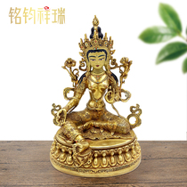 Green mother buddha statue Nepal boutique handicraft Tibetan Buddhism pure copper full gilt Tantric Buddha statue decoration 10 inches