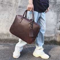 Trend new retro briefcase Korean version of men and women fashion stereotype Business Mens bag shoulder shoulder bag Tide mens bag