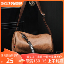 Retro Cylinder Bag Single Shoulder Bag Trend Han Edition Mens Bag Diagonal Satchel Brief Casual Mobile Phone Bag Fashion Backpack Tide