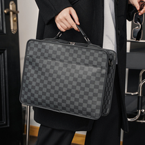 Briefcase Boomer mens bag Business Leisure handbag Plaid computer File Package Han version Single shoulder bag Inclined Satchel Bag