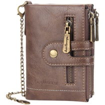 New men short-money wallet Japan-ROK retro double zipper large banknote clip with zero wallet pure color horizontal and multi-position wallet