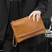 2022 new retro hand grab bag trend fashion mens and womens large capacity handbag hand grip bag Han version envelope wave
