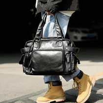 Fashion street mens bag Shoulder bag crossbody bag Mens bag handbag casual Korean version of the trend bag travel bag trend