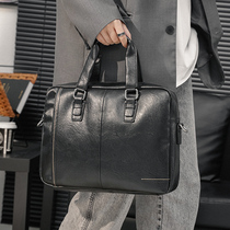 Business briefcase Hand bag Korean mens bag casual fashion shoulder bag shoulder bag computer bag trend file bag