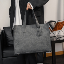Frosted Retro Large Capacity Tote Bag Han Edition Mens Bag Cross Section Single Shoulder Bag File Bag Casual Business Briefcase