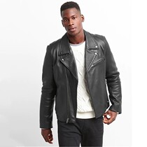 Heavy imported unpainted tumble pattern yellow cowhide first layer genuine leather mens motorcycle leather jacket coat