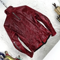 High cold fire oil wax head layer cowhide folds dark pioneer handmade metal keel seam mens leather leather clothing