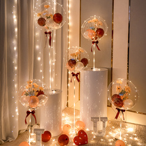 Net red wave ball transparent luminous balloon decoration wedding confession party birthday scene layout bouquet column