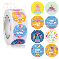 Happy Birthday Sticker Self-adhesive Label Tape Roll Envelope Gift Bag Seal Decoration Gift Cake Pattern Seal Paste