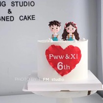 Soft pottery boy girl cartoon small cute female treasure Male treasure Net red cake decoration ornaments plug-in full moon year old
