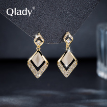 Diamond silver earrings earrings female 2021 New Tide summer niche sterling silver High sense design sense