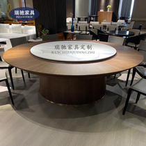 Hotel Dining Table Electric Big Round Table 20 People Hotpot Table Marble Automatic Turntable Villa Clubhouse Dining Table And Chairs