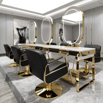 Barber shop special mirror table cabinet integrated salon LED light with net Red special new hair salon mirror table