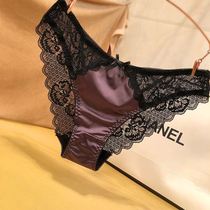 3 pieces of European and American underwear women sexy charming high-end satin lace mesh jacquard ladies unscented triangle shorts head