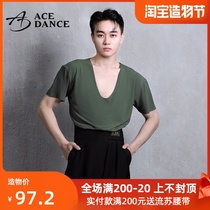 ACEdance Adult male Latin dance suit Summer Minimalist large round collar short sleeve long sleeve top practice SY185