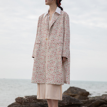 Hemp Colorless Design Small Broken Flower Cotton Twist Suit Collar Design Sensation Small Crowdsourced Wind Coat Jacket