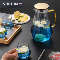 American seecin cool kettle summer large capacity glass high temperature resistant household living room white open set cold kettle