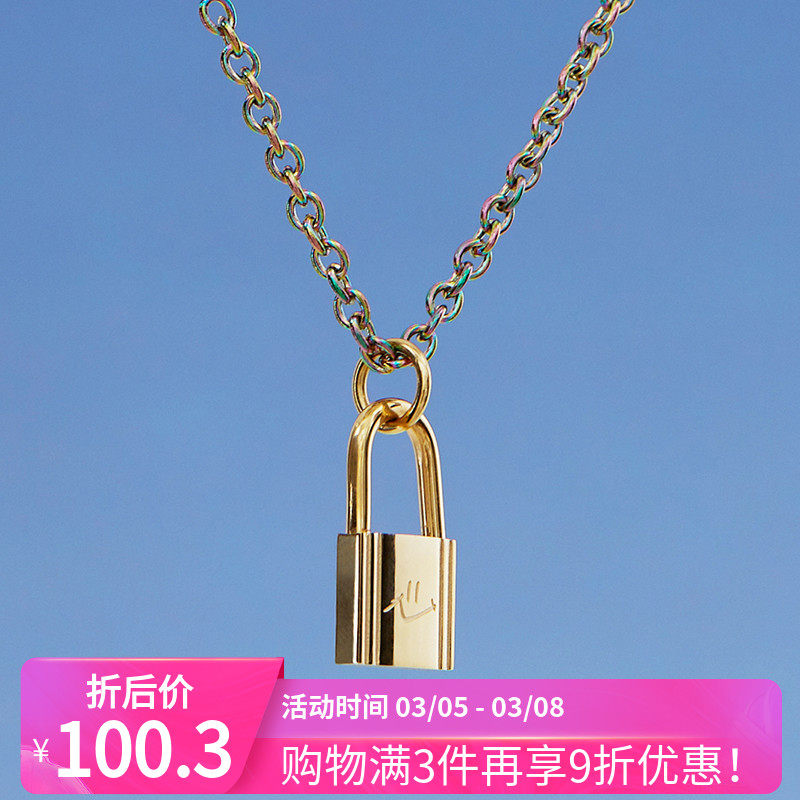 ROADLATIVE original design new color gradient locks titanium steel personality couple necklace lover gift