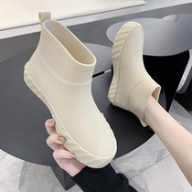 Japanese fashion rain boots womens non-slip low-top water shoes water boots short tube rain boots car wash shopping kitchen shoes rubber shoes tide