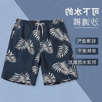 Japanese mens beach pants five-point quick-drying flower swimming trunks mens large size sports loose seaside vacation casual shorts men