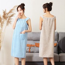 Japanese bath towel Women summer 2021 dressing style can wear can be wrapped bathrobe water absorbent quick-drying without hair loss bath skirt home