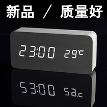 Wood clock alarm clock creative students simple mute luminous electronic clock bedside clock living room multifunction
