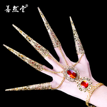  Belly dance bracelet Finger jewelry Finger set thousand hands Guanyin fake nail set Peacock dance Indian dance long finger accessories