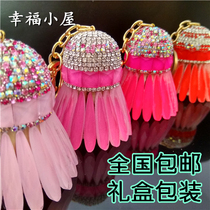 (National)Handmade full crystal badminton racket jewelry diy charm car pendant pendant keychain