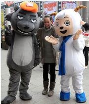 Happy gray Wolf cartoon doll costume Beautiful Sheep sheep Red Wolf cartoon costume Walking doll props costume