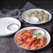 Creative dumpling plate with vinegar plate European ceramic household cooking dish Sushi tableware fries shrimp plate