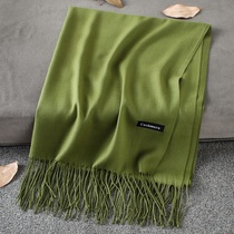 Single color imitation cashmere scarf women 2020 autumn and winter warm annual meeting solid color tassel scarf shawl