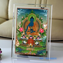 Customized pharmacist Buddha portrait photo paper plastic seal Buddha statue painting tantric thangka pharmacist Tathagat picture frame setting