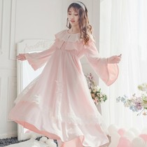 European long princess nightgown autumn French lace mesh gauze sweet fairy God pajamas Court home clothes
