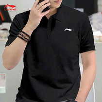 Lining Li Ning short sleeve mens 2022 summer new fitness shuttle polo shirt sports breathable black T-shirt