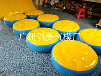 Water inflatable round cake pontoon bridge duckweed duckweed floating air cushion Dragonfly point water large-scale crossing Park combination equipment floating
