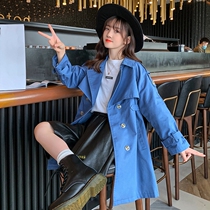 Girls autumn dress British style coat 2021 new childrens slim windbreaker in the big children Net red long coat tide