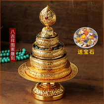 Alloy Manza Plate S Buddha Eight Auspicious Manza Pan Repair Plate Mancha Romanda Disc With Gemstone Tray S
