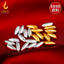 Manza Gemstones 99 sterling silver gilded solid rice grains Mancharo Tantric Buddha statue pagoda vase Zang supplies