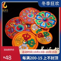 Cloth mat Buddhist Tibetan ornaments Nepal hand embroidered non-slip round Buddha statue pad King Kong pestle Wood fish supply pad