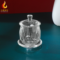 Water supply Cup for Buddha Cup white crystal glass water supply Cup seven for eight water supply bowl holy water cup non-oxidation three-piece set
