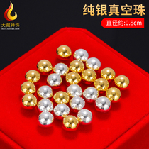 S999 Sterling Silver 24K Gold Holeless Ball Manza Pan Buddha Statue Aquarius Stupa Manza Gemstone Holy Relic 0 .8cm