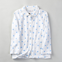 H68142 Spring and Autumn New Lapel Loose Casual Long Sleeves Single-Breasted Flat Velvet Polka Dot Home Wear Pajamas Women 2.26