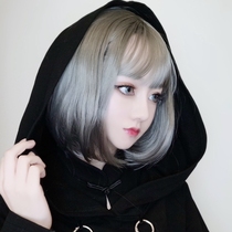 Wig female short hair natural lolita girl round face repair short straight hair bobo head color fake hair full head cover