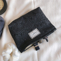 Korea rose embossed retro fashion versatile clutch cosmetic bag Wash bag Portable storage bag Large capacity female