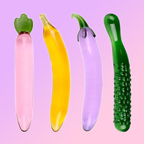 Fruit and vegetable crystal penis simulation female masturbation appliance glass anal plug vaginal posterior court massage stick orgasm sexual products