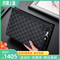 2022 new men upscale handbag mens bag casual large capacity hand grab bag letter enveloping board-card male plaid clamp bag