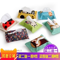 Small and medium cotton linen fabric tissue box cute animal napkin set creative living room car paper bag soft paper bag