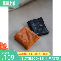 Ancient genuine leather mens short mini-wallet head layer planted tannic cow leather with two fold zero money bank card with small money clip